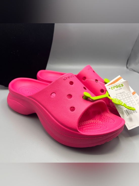 CROCS Shoes - Crocs BAE Slides Slip On Platform Sandals/Slide, DRAGON FRUIT PINK, Sz. 7 NWT